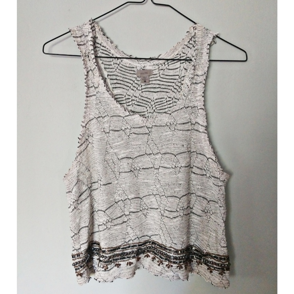 SOLD Ecote Anthropologie Cotton Beaded Crop Top